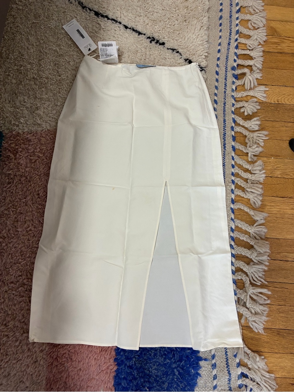 PRADA - Women’s Cream Midi Skirt with Front Slit- 38eu